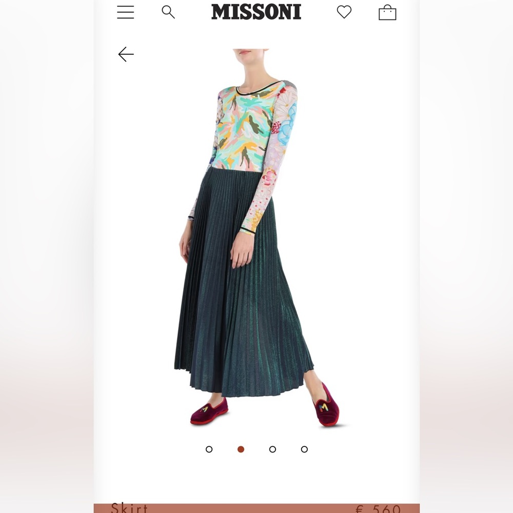 Missoni Dark Teal Pleated Maxi Skirt